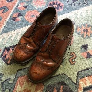 Vintage Wooden Soled Wingtip Shoes